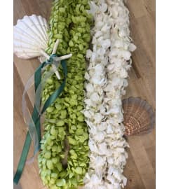 Graduation Lei - Green Double Orchid. An arrangement by Shell Beach Floral Design.