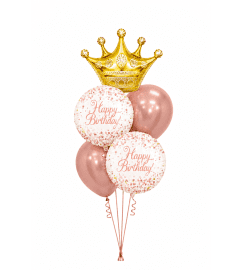 Happy Birthday Golden Crown Pink Sparkling Fizz Cheerful Balloon. An arrangement by Balloon Bouquets Plus. Happy Birthday Golden Crown Pink Sparkling Fizz Cheerful Balloon. An arrangement by Balloon Bouquets Plus.