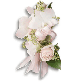 Beautiful Blush Corsage. An arrangement by Fendley Florists.