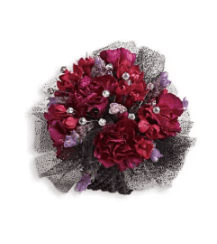 Red Carpet Romance Corsage. An arrangement by Fendley Florists.
