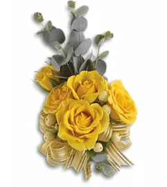 Sunswept Corsage. An arrangement by Fendley Florists.