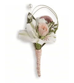 Call Me Darling Boutonniere. An arrangement by Fendley Florists.