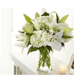 White Elegance Vase. An arrangement by Brickell Exclusive Blooms.