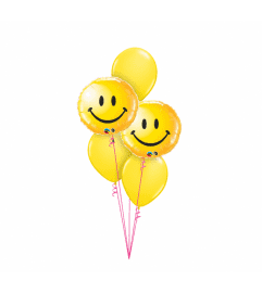Smiley Face Yellow Classic Balloon Bouquet. An arrangement by Balloon Bouquets Plus.