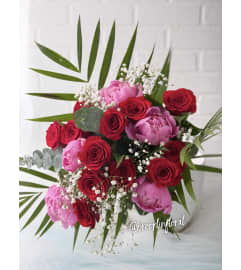 Dozens And Peony Bouquet (No Vase). An arrangement by Brooklin Floral and Garden Shoppe Inc..