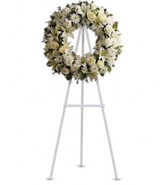 Serenity Wreath. An arrangement by Fendley Florists. Serenity Wreath. An arrangement by Fendley Florists.