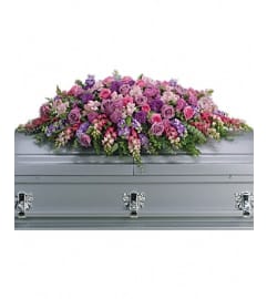 Lavender Tribute Casket Spray. An arrangement by Fendley Florists. Lavender Tribute Casket Spray. An arrangement by Fendley Florists.