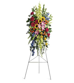 Love Lives On Spray. An arrangement by Fendley Florists. Love Lives On Spray. An arrangement by Fendley Florists.