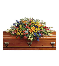 Colorful Reflections Casket Spray. An arrangement by Fendley Florists. Colorful Reflections Casket Spray. An arrangement by Fendley Florists.