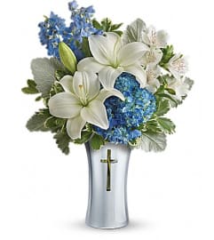Skies Of Remembrance Bouquet. An arrangement by Fendley Florists.