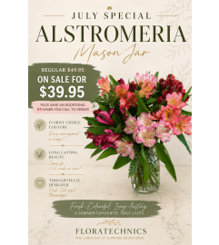 July Alstroemeria Mason Jar Special. An arrangement by Anderson Flowers.