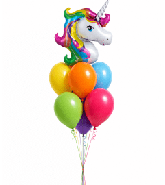 Rainbow Unicorn Awesome Balloon Bouquet. An arrangement by Balloon Bouquets Plus. Rainbow Unicorn Awesome Balloon Bouquet. An arrangement by Balloon Bouquets Plus.