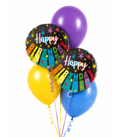 Birthday Neon Star Classic Balloon Bouquet. An arrangement by Balloon Bouquets Plus.