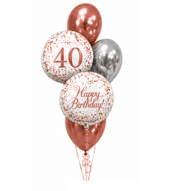 Sparkling Fizz 40th Rose Gold Birthday Classic Balloon Bouquet. An arrangement by Balloon Bouquets Plus. Sparkling Fizz 40th Rose Gold Birthday Classic Balloon Bouquet. An arrangement by Balloon Bouquets Plus.