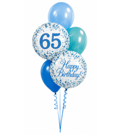 Sparkling Fizz 65th Blue Birthday Classic Balloon Bouquet. An arrangement by Balloon Bouquets Plus. Sparkling Fizz 65th Blue Birthday Classic Balloon Bouquet. An arrangement by Balloon Bouquets Plus.