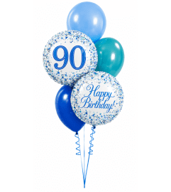 Sparkling Fizz 90th Blue Birthday Classic Balloon Bouquet. An arrangement by Balloon Bouquets Plus. Sparkling Fizz 90th Blue Birthday Classic Balloon Bouquet. An arrangement by Balloon Bouquets Plus.
