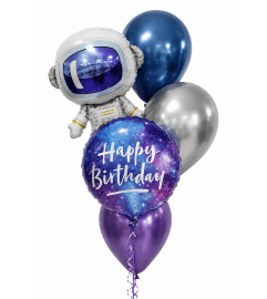 Astronaut Galaxy Birthday Classic Junior Balloon Bouquet. An arrangement by Balloon Bouquets Plus.