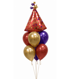Red Satin Party Hat Awesome Balloon Bouquet. An arrangement by Balloon Bouquets Plus. Red Satin Party Hat Awesome Balloon Bouquet. An arrangement by Balloon Bouquets Plus.