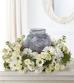FTD Timeless Tribute Cremation Adornment. An arrangement by Fendley Florists.
