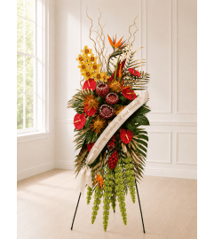 Tropical Embrace Tribute. An arrangement by Floral Lady Design Studio LLC.