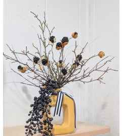 Golden Days faux arrangement. An arrangement by Block Farms Flowers.