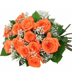 Classic Orange Roses Wrapped. An arrangement by Lori's Hearts and Flowers.
