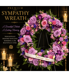 Serene Blooms Remembrance Wreath. An arrangement by Berlin Flower Shop. Serene Blooms Remembrance Wreath. An arrangement by Berlin Flower Shop.