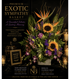 Exotic Grace Baske. An arrangement by Berlin Flower Shop. Exotic Grace Baske. An arrangement by Berlin Flower Shop.