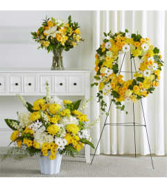 WARM REMEMBRANCE STANDING BUNDLE. An arrangement by J.D. Ballantine's Flowers and Gifts.