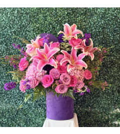 Purple Blooms Box. An arrangement by Flower World and Gifts.