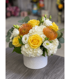 Golden Glow and White Whisper. An arrangement by Floral Lady Design Studio LLC.