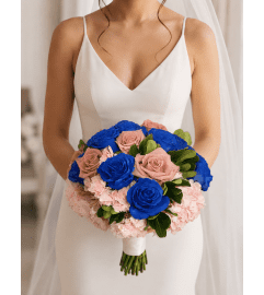 Blue Velvet Romance Bridal. An arrangement by Floral Lady Design Studio LLC.