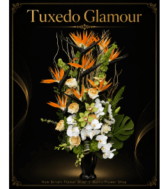 Tuxedo Glamour. An arrangement by New Britain Flower Shop.