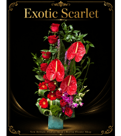 Exotic Scarlet. An arrangement by Berlin Flower Shop.