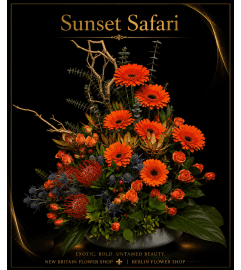 Sunset Safari Arrangement. An arrangement by Berlin Flower Shop.