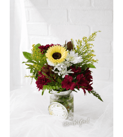 Plum and Honey Mason Jar. An arrangement by Brooklin Floral and Garden Shoppe Inc..