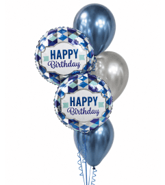 Birthday Tie Pattern Colourful Classic Balloon Bouquet. An arrangement by Balloon Bouquets Plus.