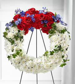 FTD Star Spangled Wreath. An arrangement by Fendley Florists.
