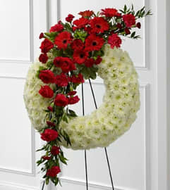 Graceful Tribute Wreath. An arrangement by Fendley Florists.