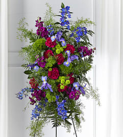 FTD Heavenly Skies Standing Spray. An arrangement by Fendley Florists.