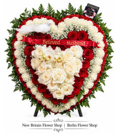 Eternal Love Heart Wreath. An arrangement by New Britain Flower Shop.
