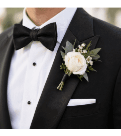 Boutonniere. An arrangement by Tangled Lilac Flowers and Gifts.