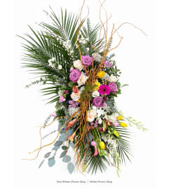 Garden of Serenity Standing Spray. An arrangement by New Britain Flower Shop.