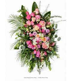 Blushing Memories Standing Spray. An arrangement by New Britain Flower Shop.