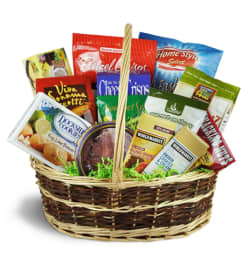 Deluxe Sweet and Savory Snacks Basket™. An arrangement by Jennings Florists.