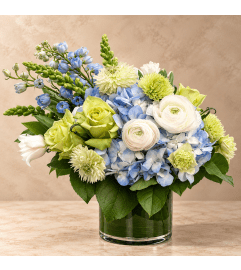 Alluring Aquamarine. An arrangement by Bill's Flowers Arrangements. Alluring Aquamarine. An arrangement by Bill's Flowers Arrangements.