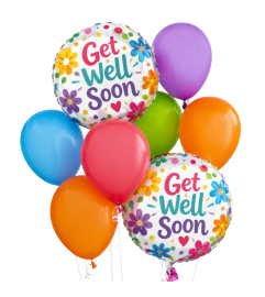 Colorful Get Well Balloon Bouquet. An arrangement by Sueppel's Flowers. Colorful Get Well Balloon Bouquet. An arrangement by Sueppel's Flowers.