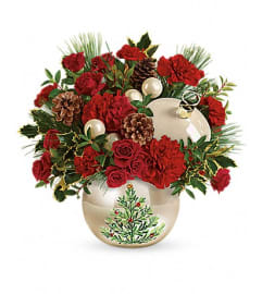 Teleflora's Classic Pearl Ornament Bouquet. An arrangement by Pompano Beach Floral.