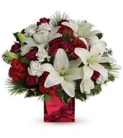 Caroling in the Snow by Teleflora. An arrangement by Wasaga Flowers.