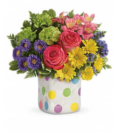 Teleflora's Happy Dots Bouquet. An arrangement by Pompano Beach Floral.